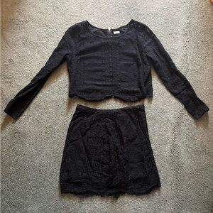 Elegant Black Lace Skirt Set